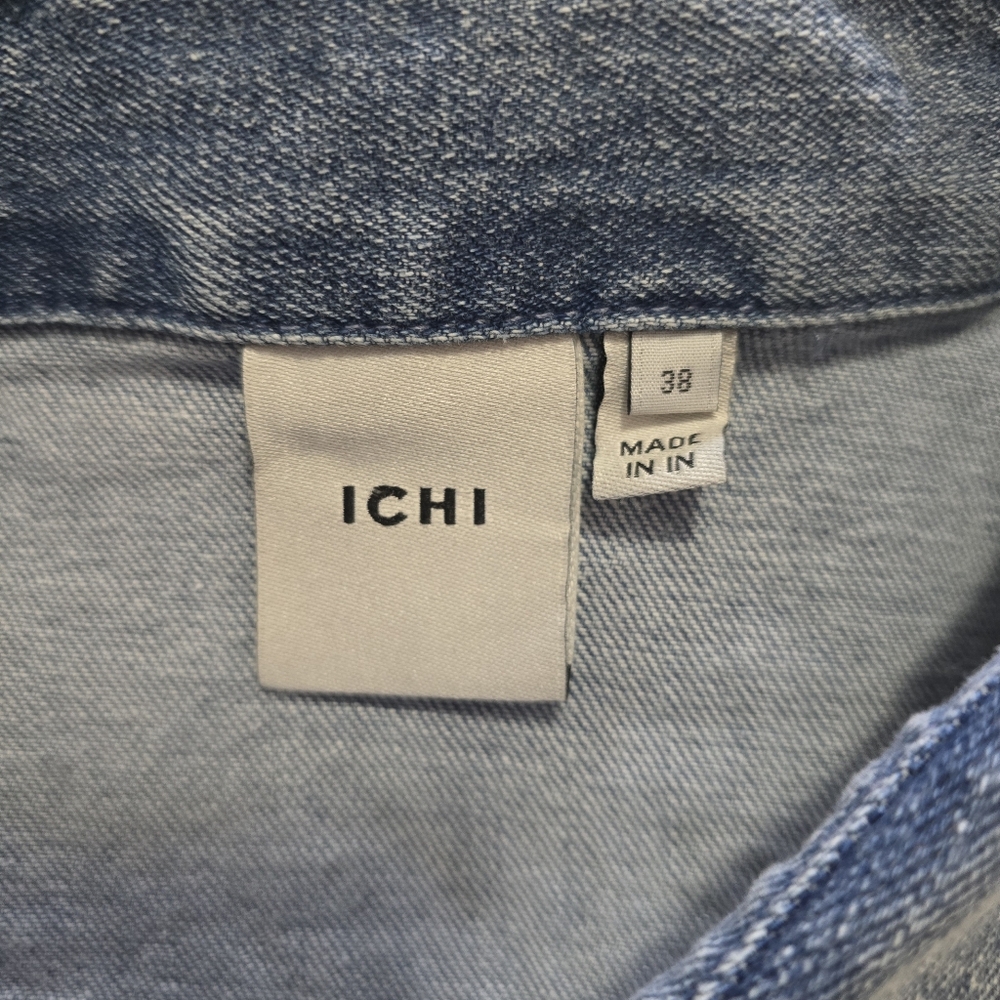 Ichi Long Sleeve Shirt Dress in Denim Blue - Picture 13 of 14